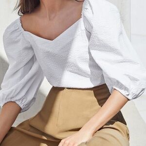 Lovely white like new Cuyana puffy sleeve top